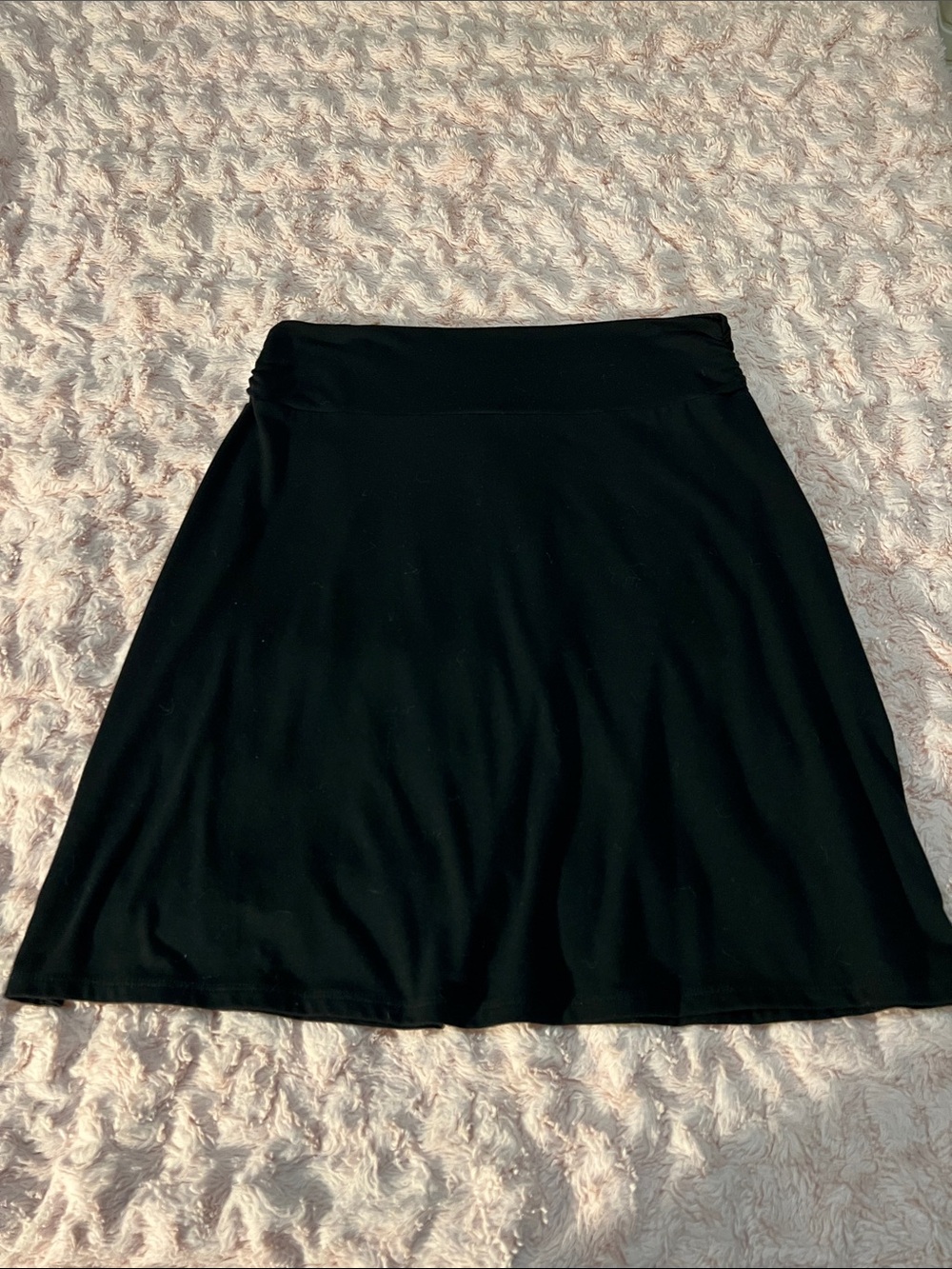 Women’s Faded Glory Black Midi Skirt - Flared Comfort Fit